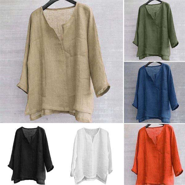 🔥Last day promotion - 50% off🔥COTTON AND LINEN SOLID COLOR T-SHIRT SHIRT