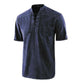 T-shirt rétro gothique à manches courtes avec col en V lacé et poche en lin pour hommes-5