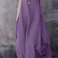 Women's casual cotton and linen casual solid color round neck pocket maxi dress--test