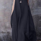 Women's casual cotton and linen casual solid color round neck pocket maxi dress--test