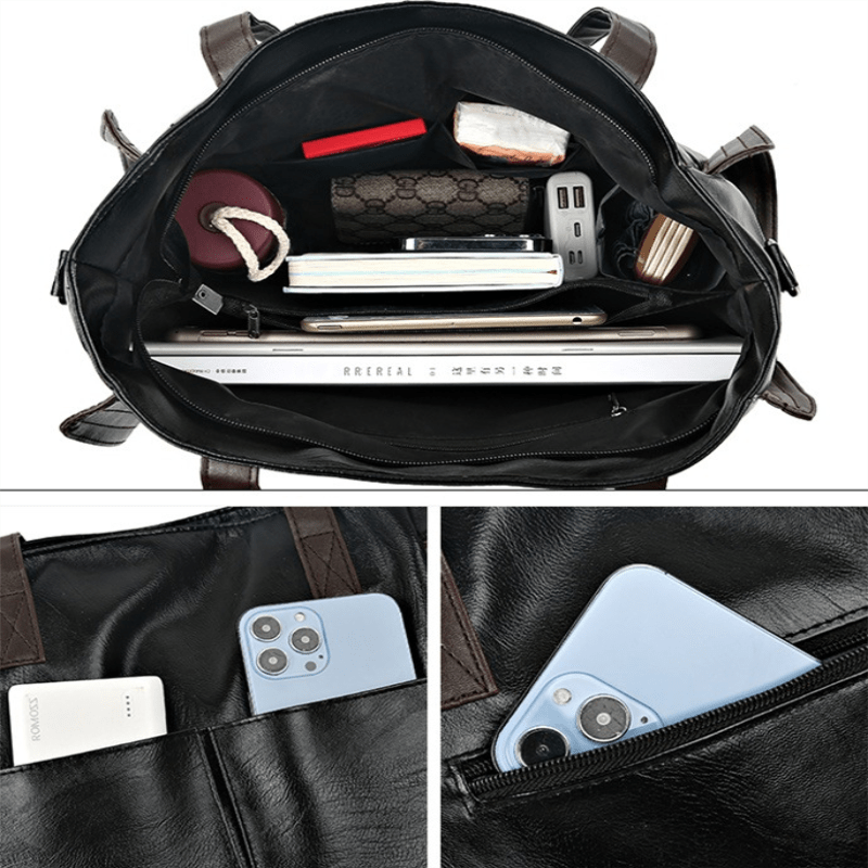 Large Capacity Waterproof Soft Leather Bag-4
