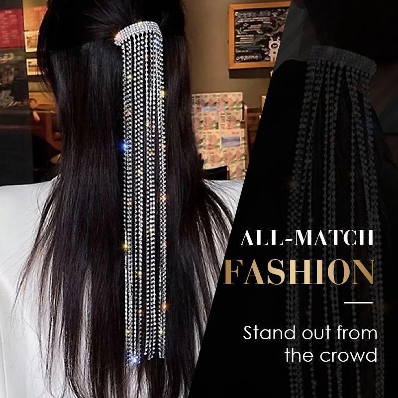 Accessoire pour cheveux avec frange et strass, pince à queue de cheval-4