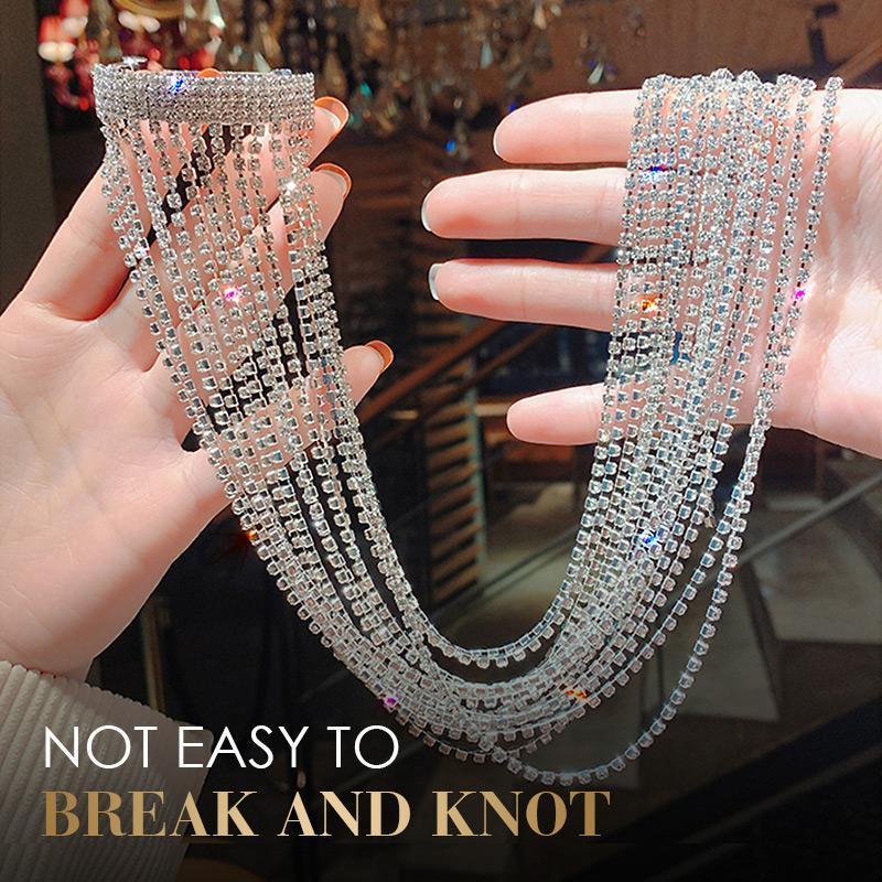 Accessoire pour cheveux avec frange et strass, pince à queue de cheval-5