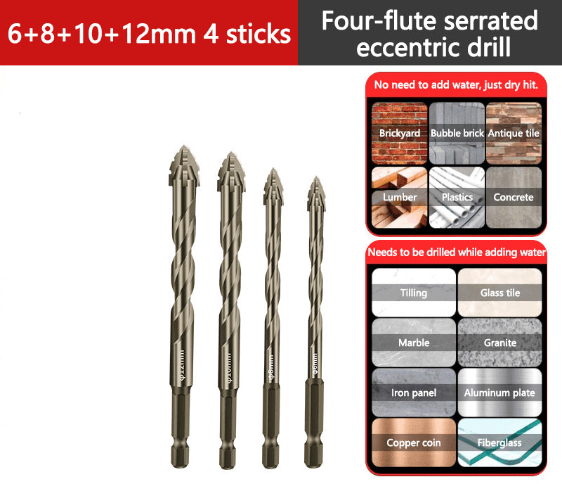 🔥Vente à chaud - 49 % de réduction🔥Kit de Forets Excentriques Dentelés à 4 Cannelures Haute Résistance-13