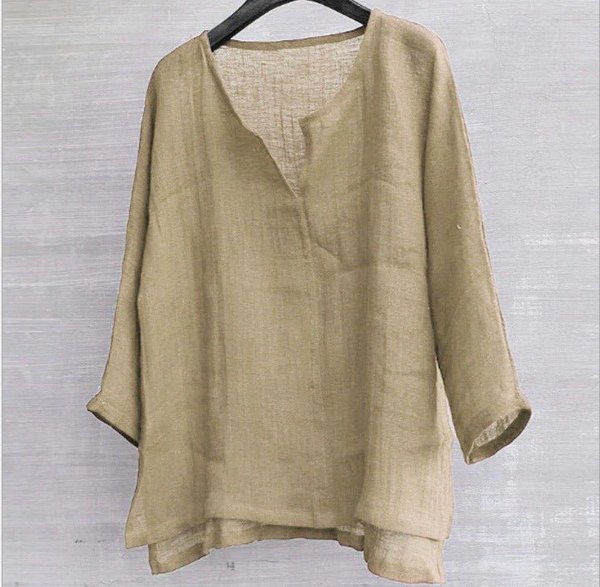 🔥Last day promotion - 50% off🔥COTTON AND LINEN SOLID COLOR T-SHIRT SHIRT-2
