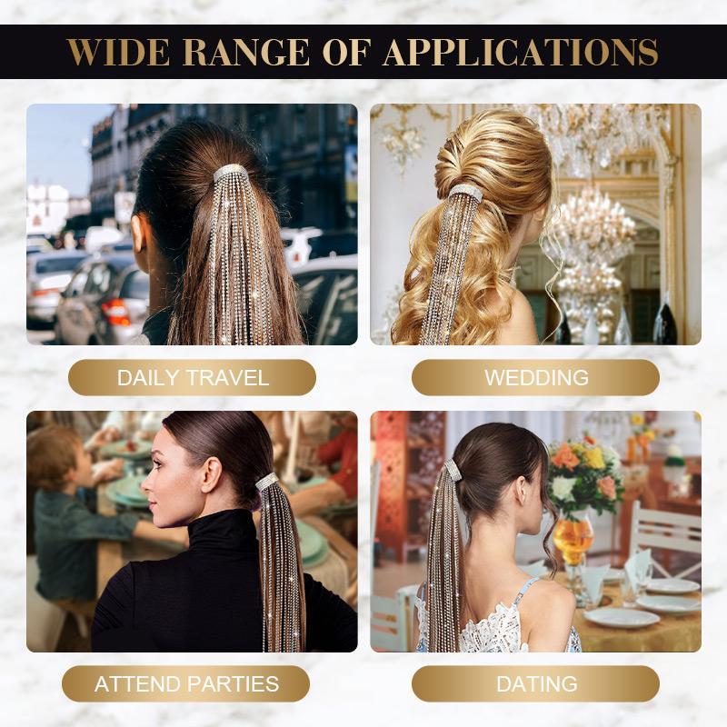 Accessoire pour cheveux avec frange et strass, pince à queue de cheval-6