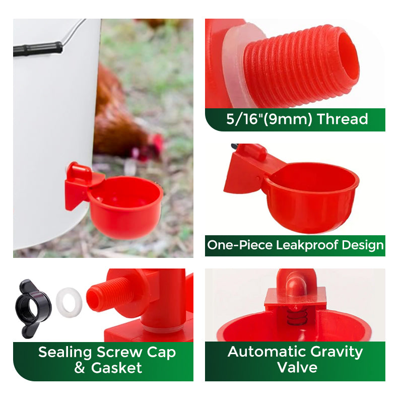 🔥5/16 Inch Thread Automatic Poultry Water Cups-7