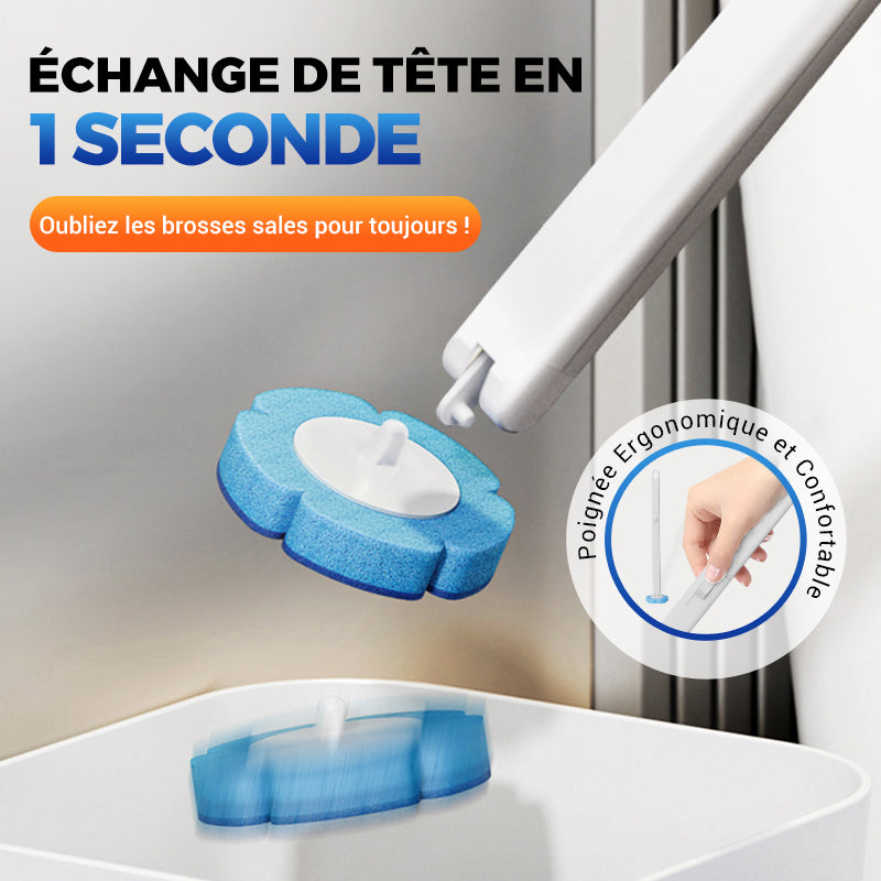Ensemble de Brosse à Toilettes avec Têtes de Remplacement Jetables-6