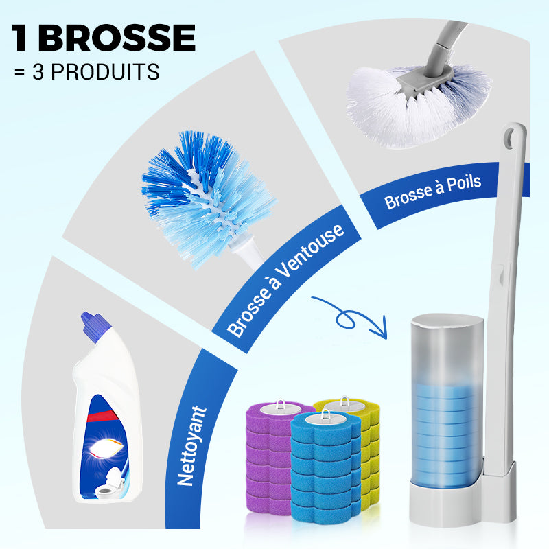 Ensemble de Brosse à Toilettes avec Têtes de Remplacement Jetables-8