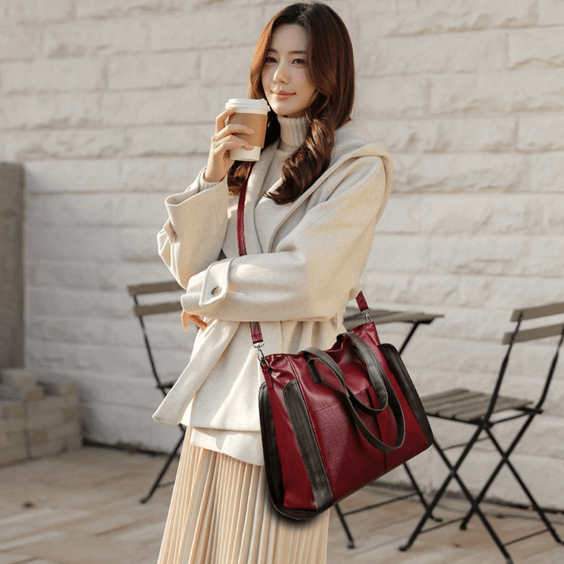 Large Capacity Waterproof Soft Leather Bag-2