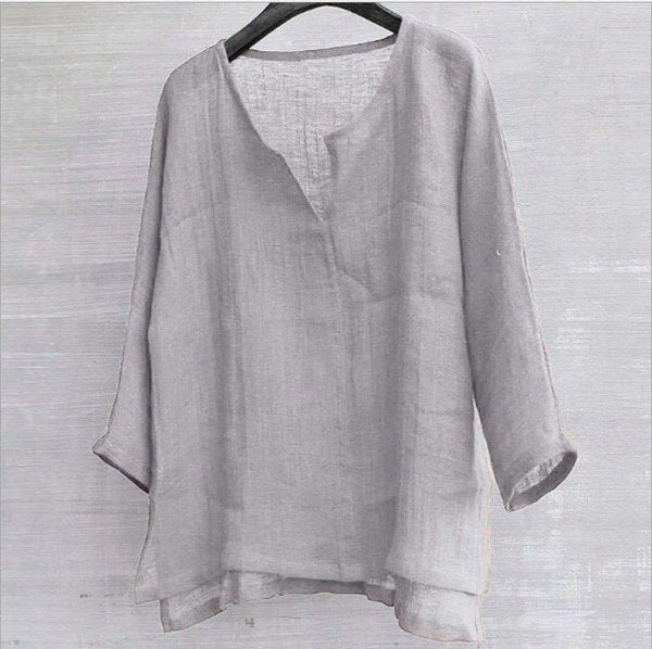 🔥Last day promotion - 50% off🔥COTTON AND LINEN SOLID COLOR T-SHIRT SHIRT-4