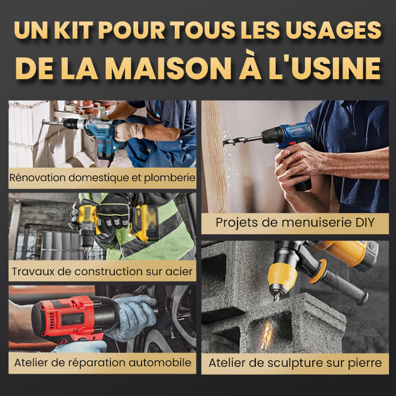 🔥Vente à chaud - 49 % de réduction🔥Kit de Forets Excentriques Dentelés à 4 Cannelures Haute Résistance-9