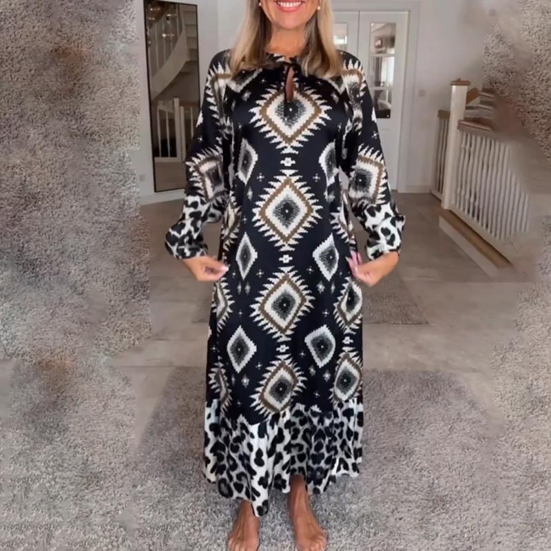 Women’s Bohemian Casual Printed Long-sleeve Dress-5