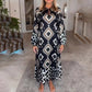 Women’s Bohemian Casual Printed Long-sleeve Dress-9
