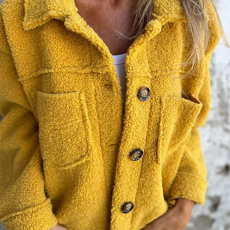 Veste Courte et Chaude avec Col à Revers pour Femmes-5