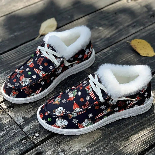 Women's Thick Warm Printed Flat Shoes