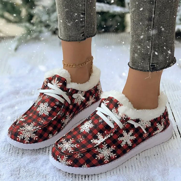 Women's Thick Warm Printed Flat Shoes-2