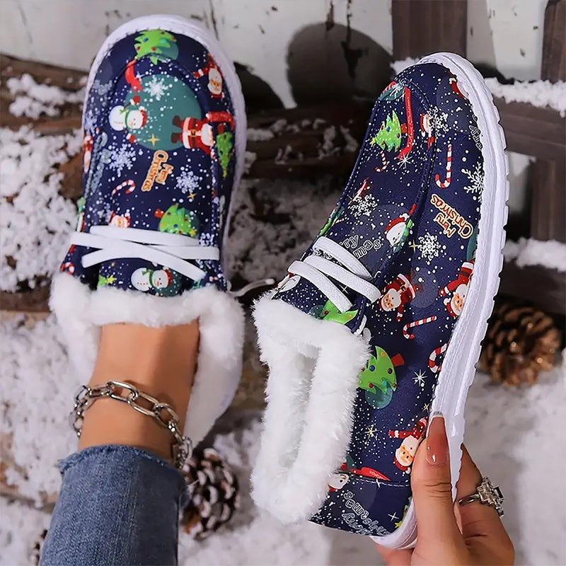 Women's Thick Warm Printed Flat Shoes-7