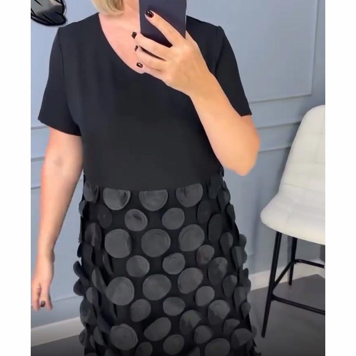🌷Heißer Verkauf 58% Rabatt🌷Elegantes schwarzes Kleid mit V-Ausschnitt und unregelmäßiger Jacke Zweiteiliges Set-4