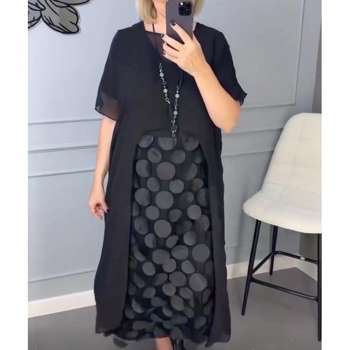 🌷Heißer Verkauf 58% Rabatt🌷Elegantes schwarzes Kleid mit V-Ausschnitt und unregelmäßiger Jacke Zweiteiliges Set-6
