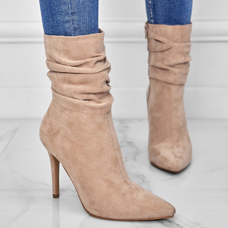 💖2025 Vente à chaud💖Bottes courtes à talons hauts et à bouts pointus pour femmes-2