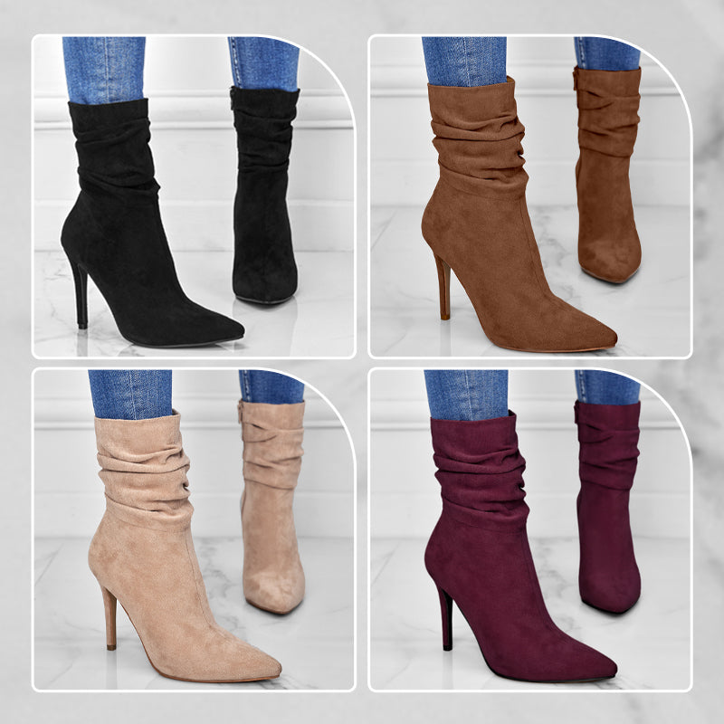 💖2025 Vente à chaud💖Bottes courtes à talons hauts et à bouts pointus pour femmes-4