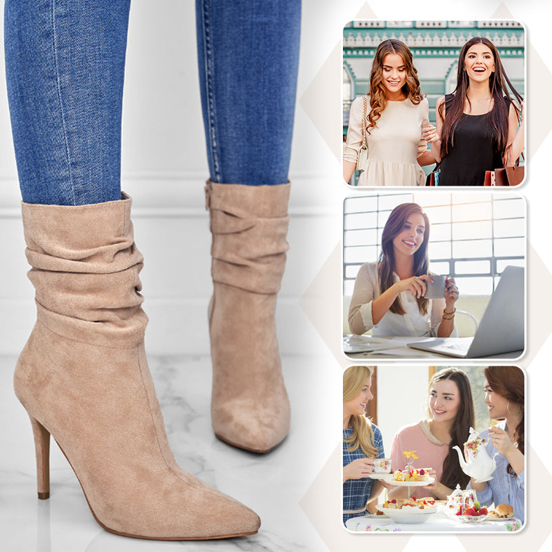 💖2025 Vente à chaud💖Bottes courtes à talons hauts et à bouts pointus pour femmes-6