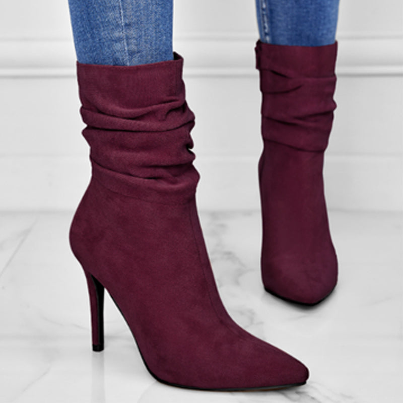 💖2025 Vente à chaud💖Bottes courtes à talons hauts et à bouts pointus pour femmes-9