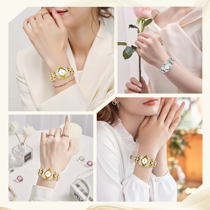 Retro Quartz Watch with Sparkling Rhinestones-3