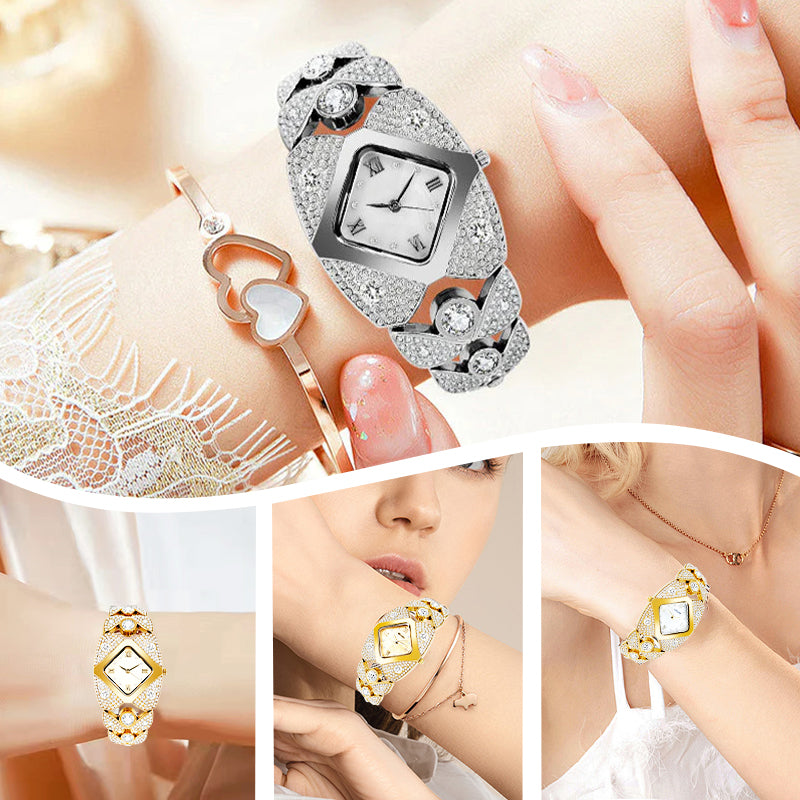 Retro Quartz Watch with Sparkling Rhinestones-4