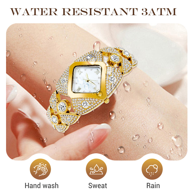 Retro Quartz Watch with Sparkling Rhinestones-5