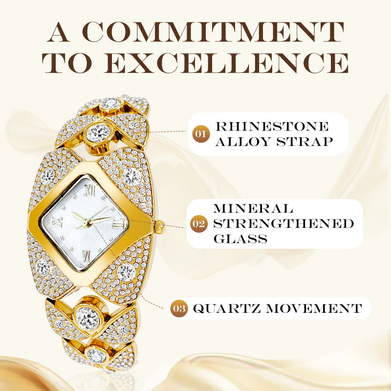 Retro Quartz Watch with Sparkling Rhinestones-6