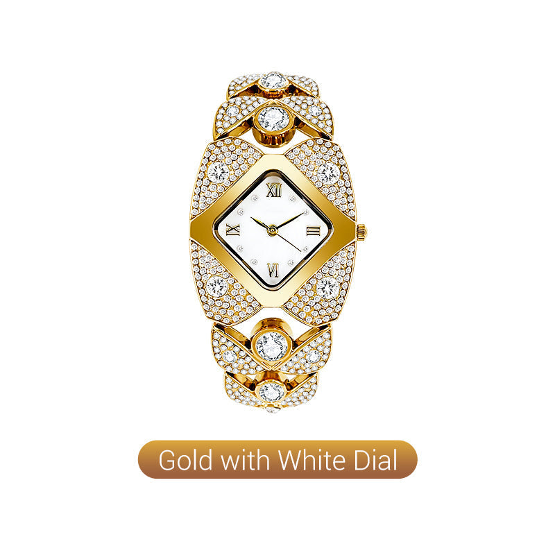 Retro Quartz Watch with Sparkling Rhinestones-9
