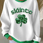 Women's St. Patrick's Day Sláinte Shamrock  Ribbed Round-Neck Sweatshirt