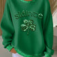 Women's St. Patrick's Day Sláinte Shamrock  Ribbed Round-Neck Sweatshirt