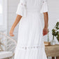 Dámské v-neck sexy krajky splicing waist-délka rukávů midi šaty